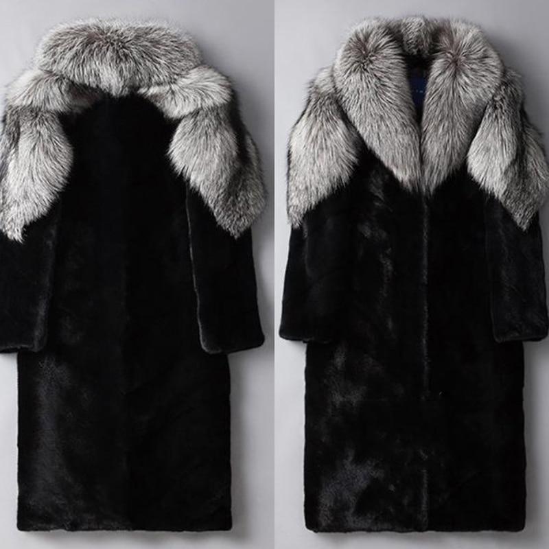 Men's Mink Long Faux Fur Winter Coat - AM APPAREL