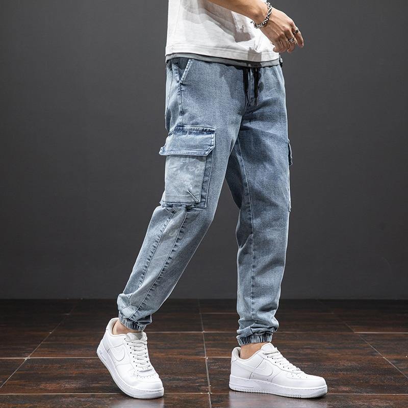 Men's Multi Pocket Baggy Cargo Jeans - AM APPAREL