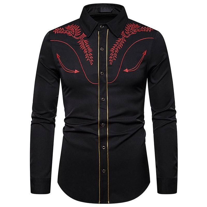 Men's Slim Fit Embroidered Shirt - AM APPAREL