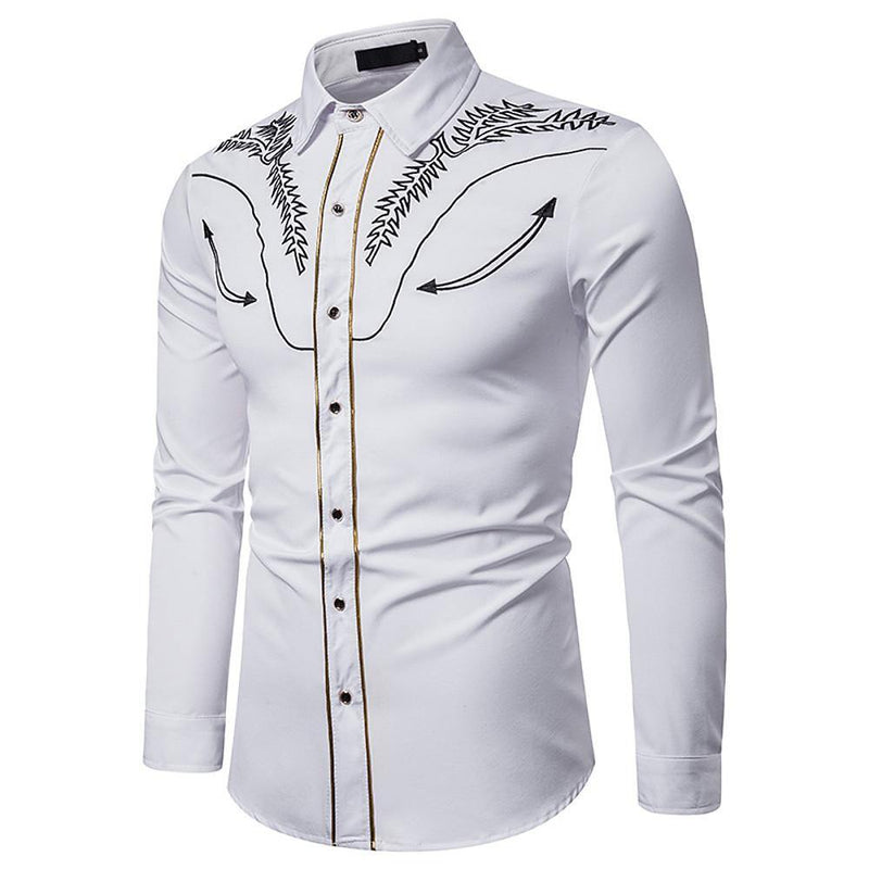 Men's Slim Fit Embroidered Shirt - AM APPAREL
