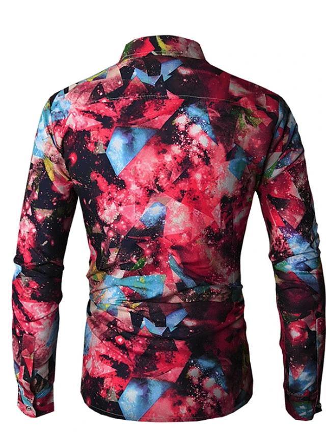 Men's Tie Dye Print Slim Fit Polyester Shirt - AM APPAREL