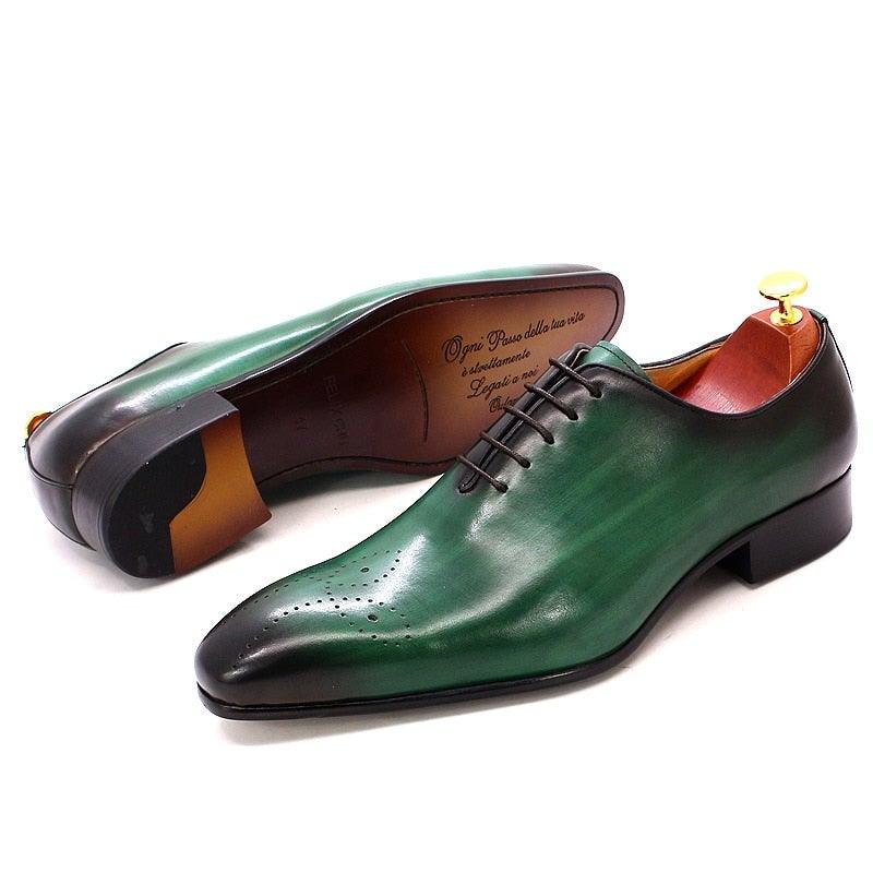 Men's Whole Cut Handmade Pointed Toe Oxfords - AM APPAREL
