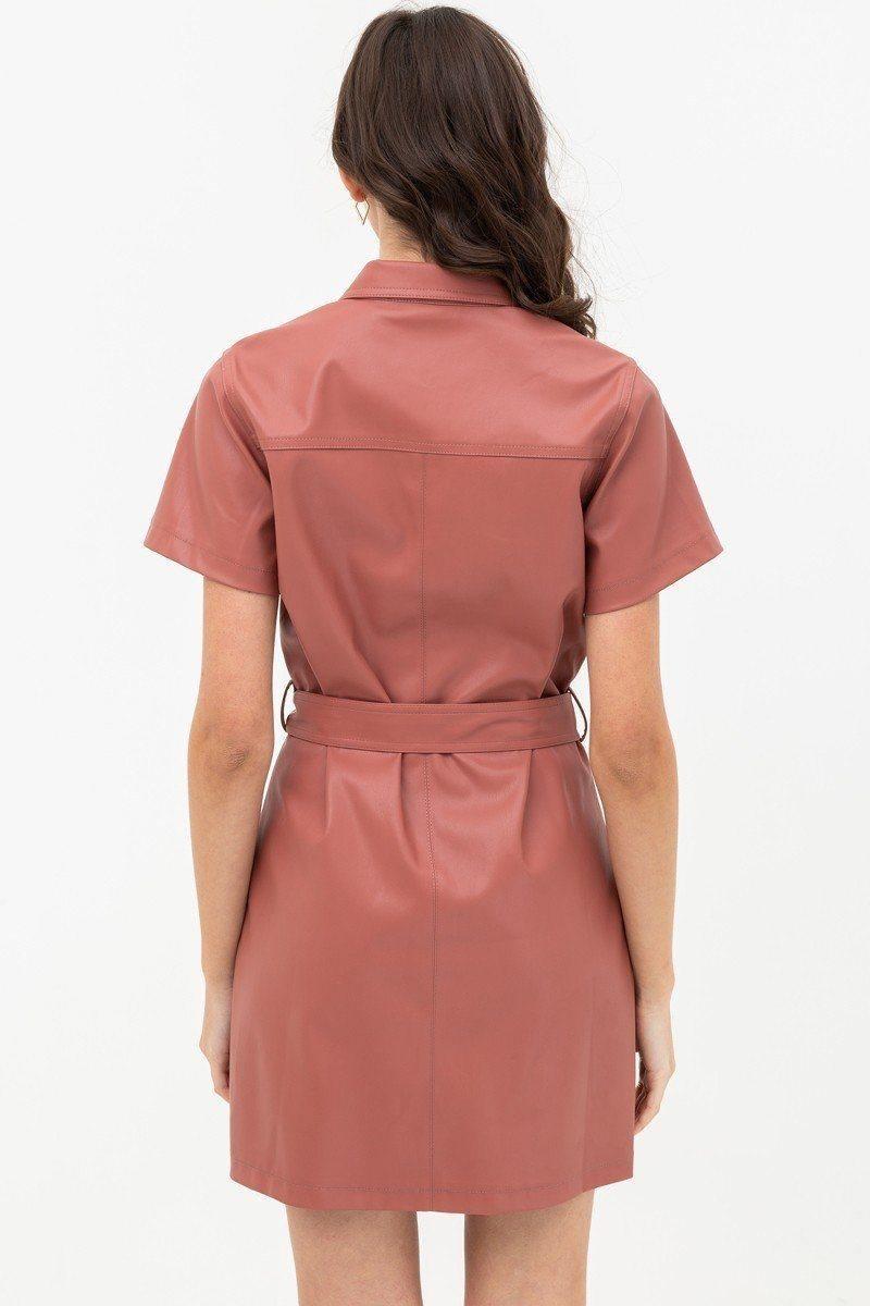 Over Shirt Silhouette Pleather Dress - AM APPAREL