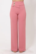 Oversized Button Front Detail Pants - AM APPAREL