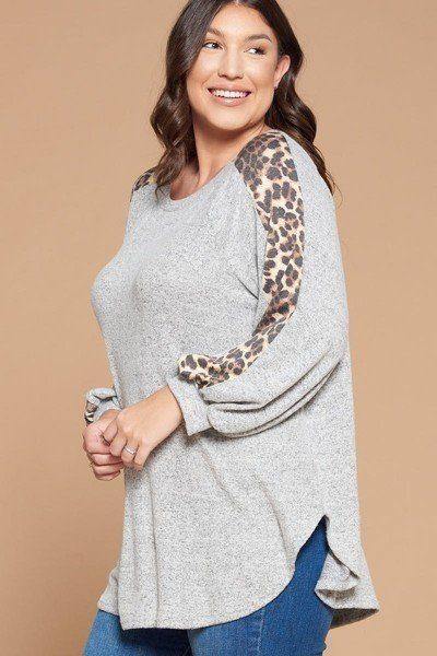 Plus Size Solid Hacci Brush Tunic Top - AM APPAREL