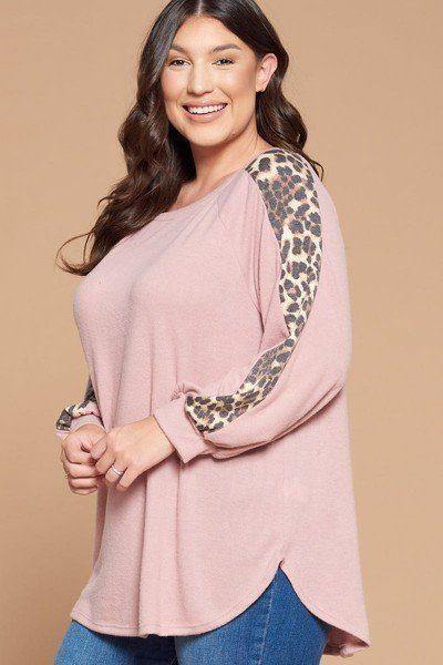 Plus Size Solid Hacci Brush Tunic Top - AM APPAREL
