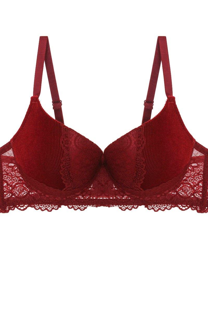 Push Up Velvet And Lace Bra - AM APPAREL