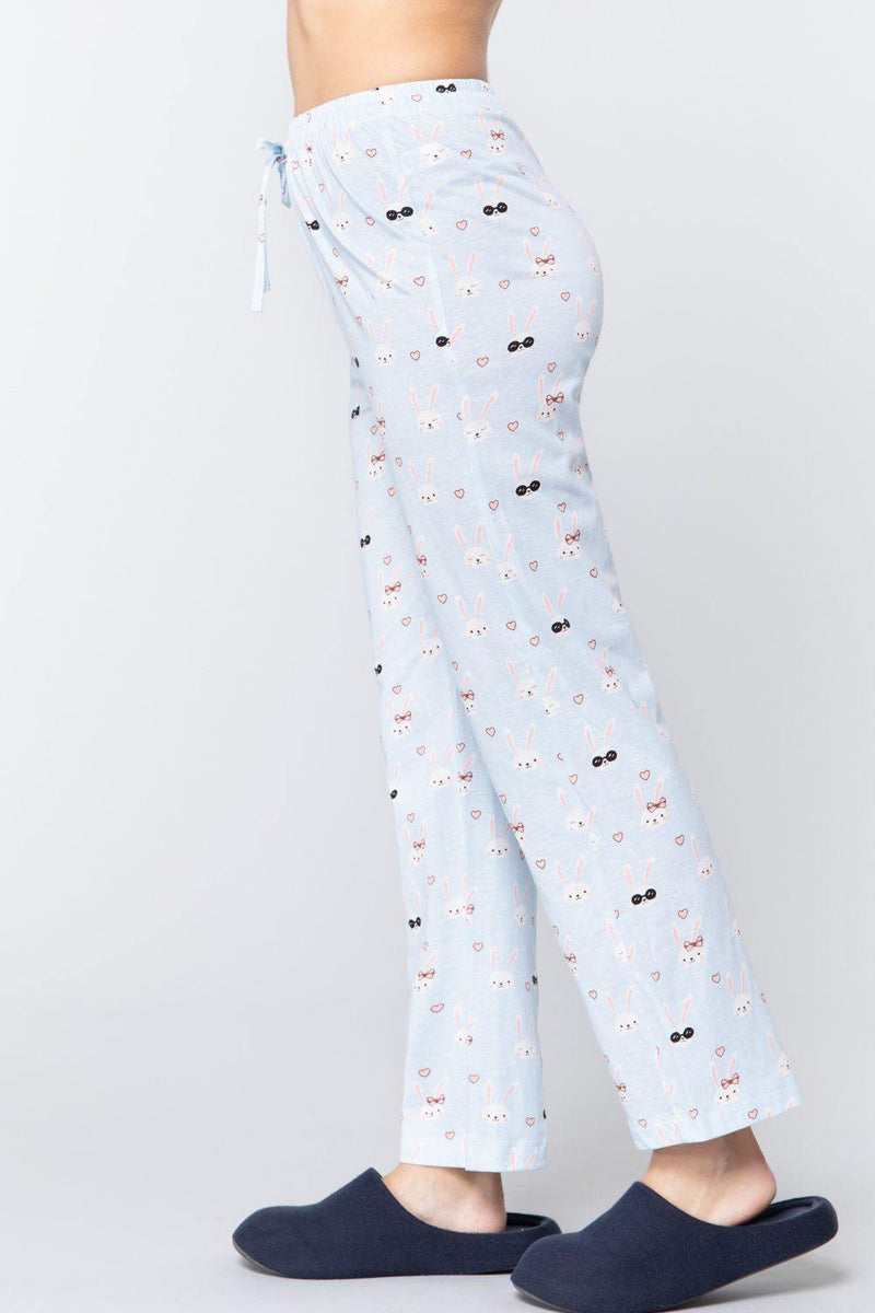 Rabbit Print Cotton Pajama - AM APPAREL
