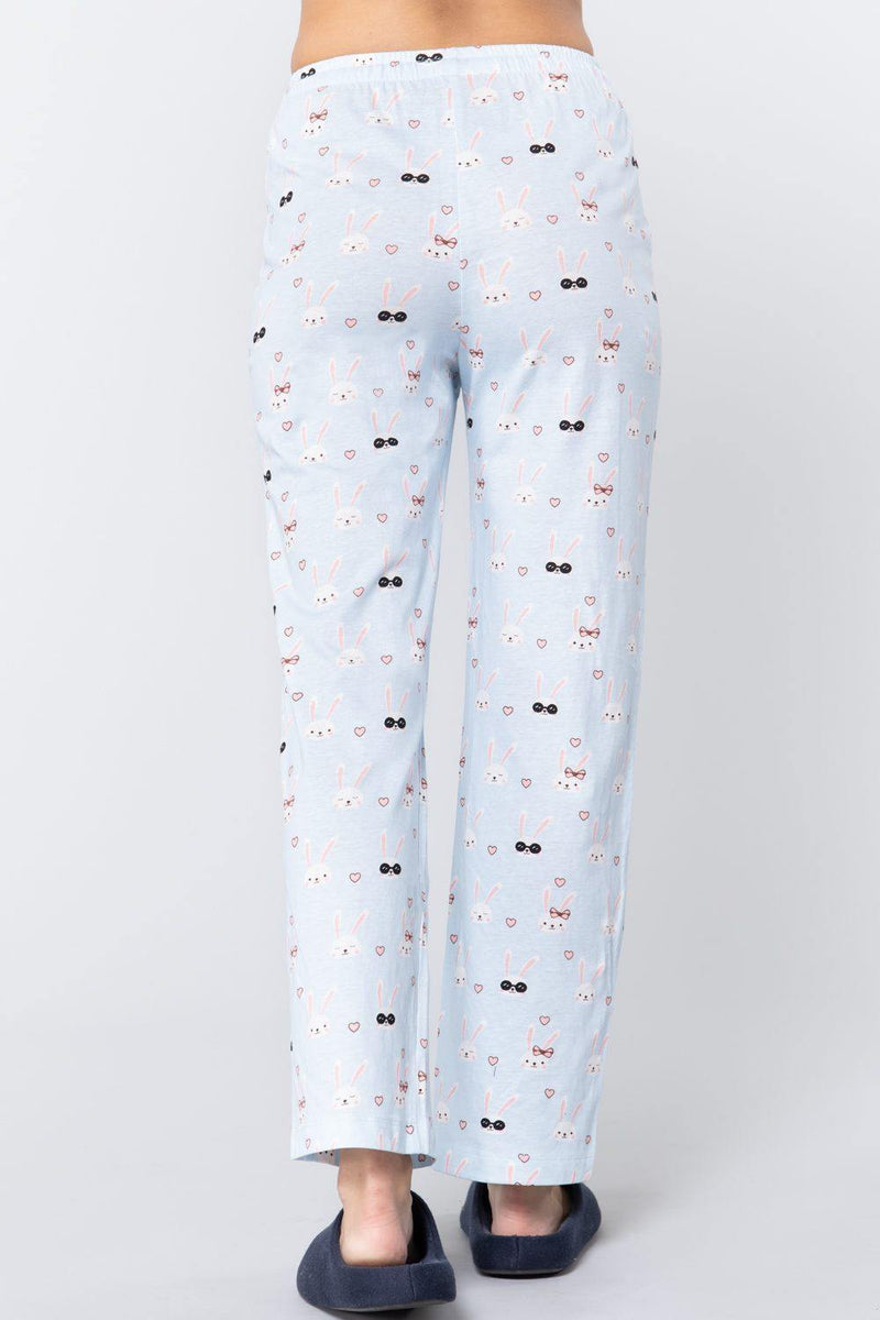 Rabbit Print Cotton Pajama - AM APPAREL
