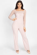 Self Tie Lace Embroidered Jumpsuit - AM APPAREL