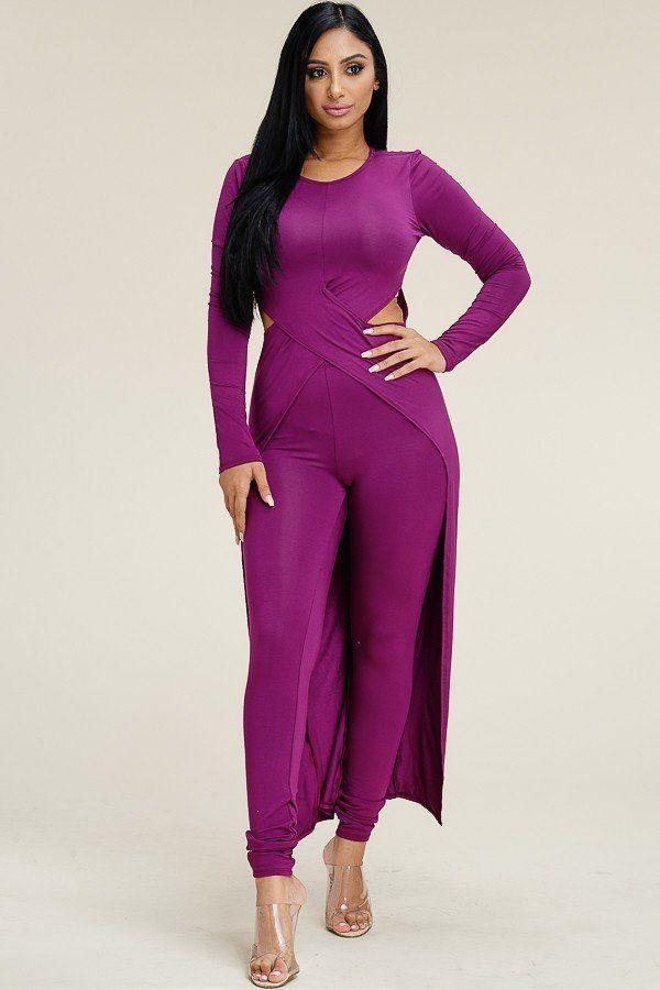 Solid Heavy Rayon Spandex Long Sleeve Top And Leggings 2 Piece Set - AM APPAREL