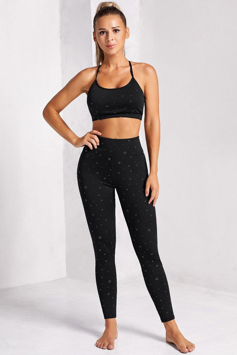 Star Print Sports Bra and Leggings Set - AM APPAREL