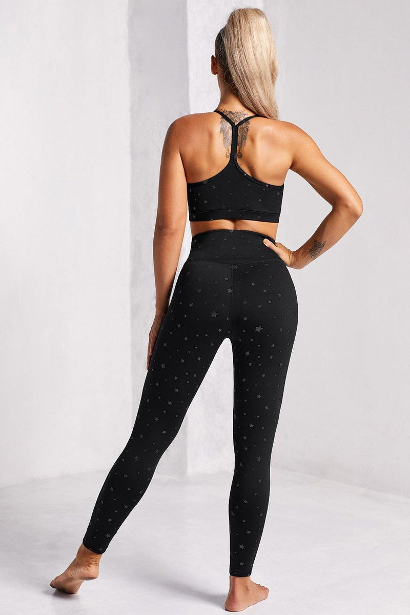 Star Print Sports Bra and Leggings Set - AM APPAREL