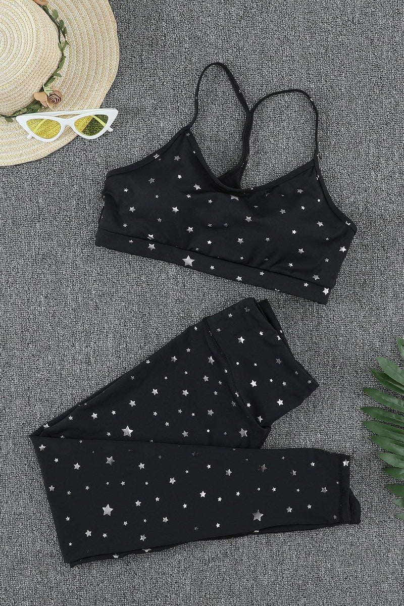 Star Print Sports Bra and Leggings Set - AM APPAREL