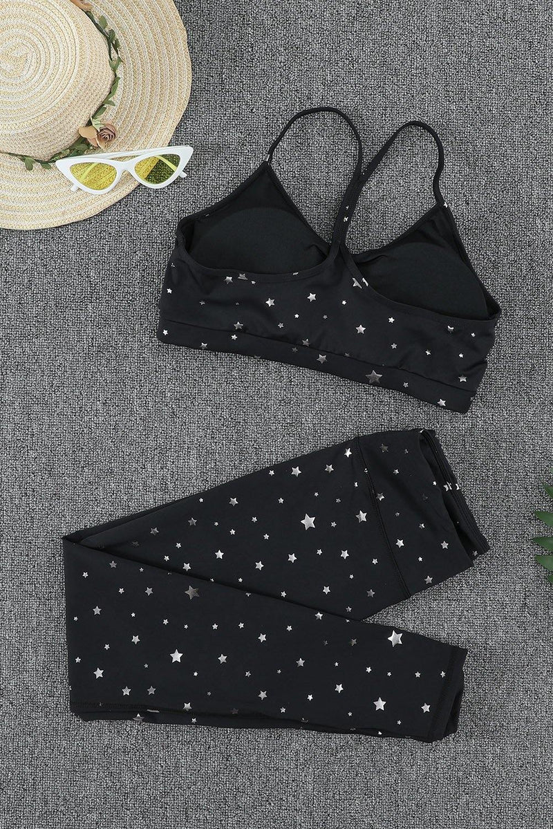 Star Print Sports Bra and Leggings Set - AM APPAREL