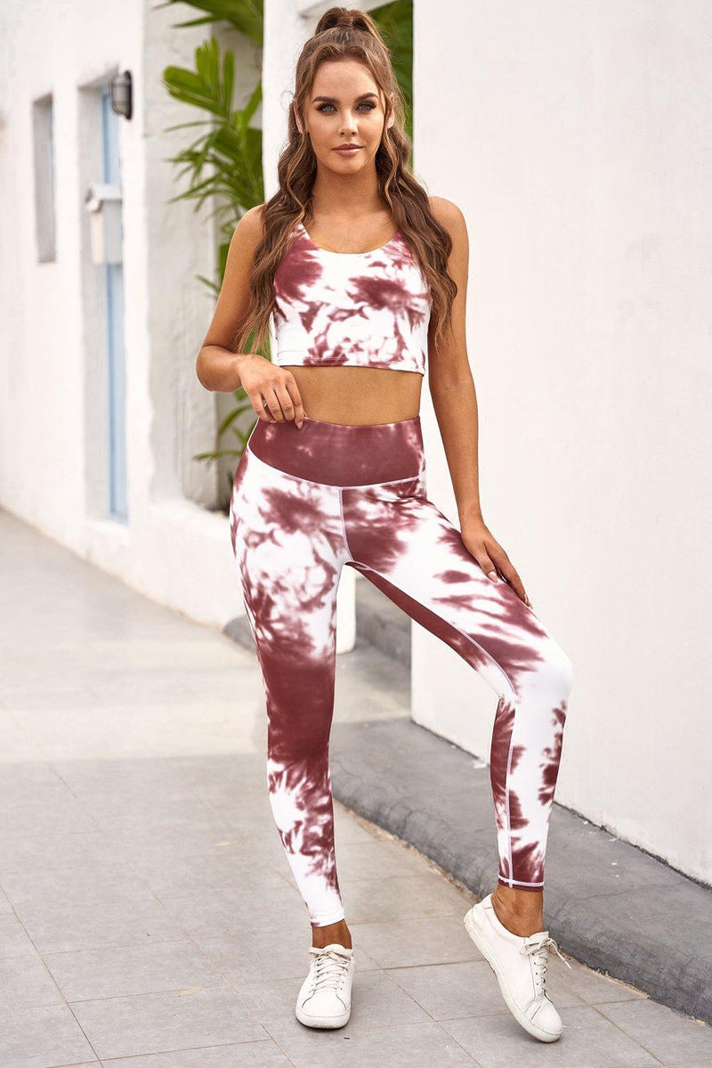 Tie-dye Crop Top and Leggings Set - AM APPAREL