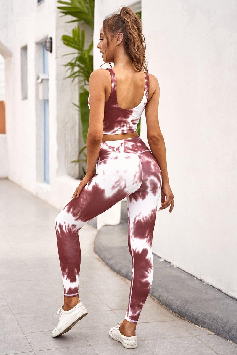 Tie-dye Crop Top and Leggings Set - AM APPAREL