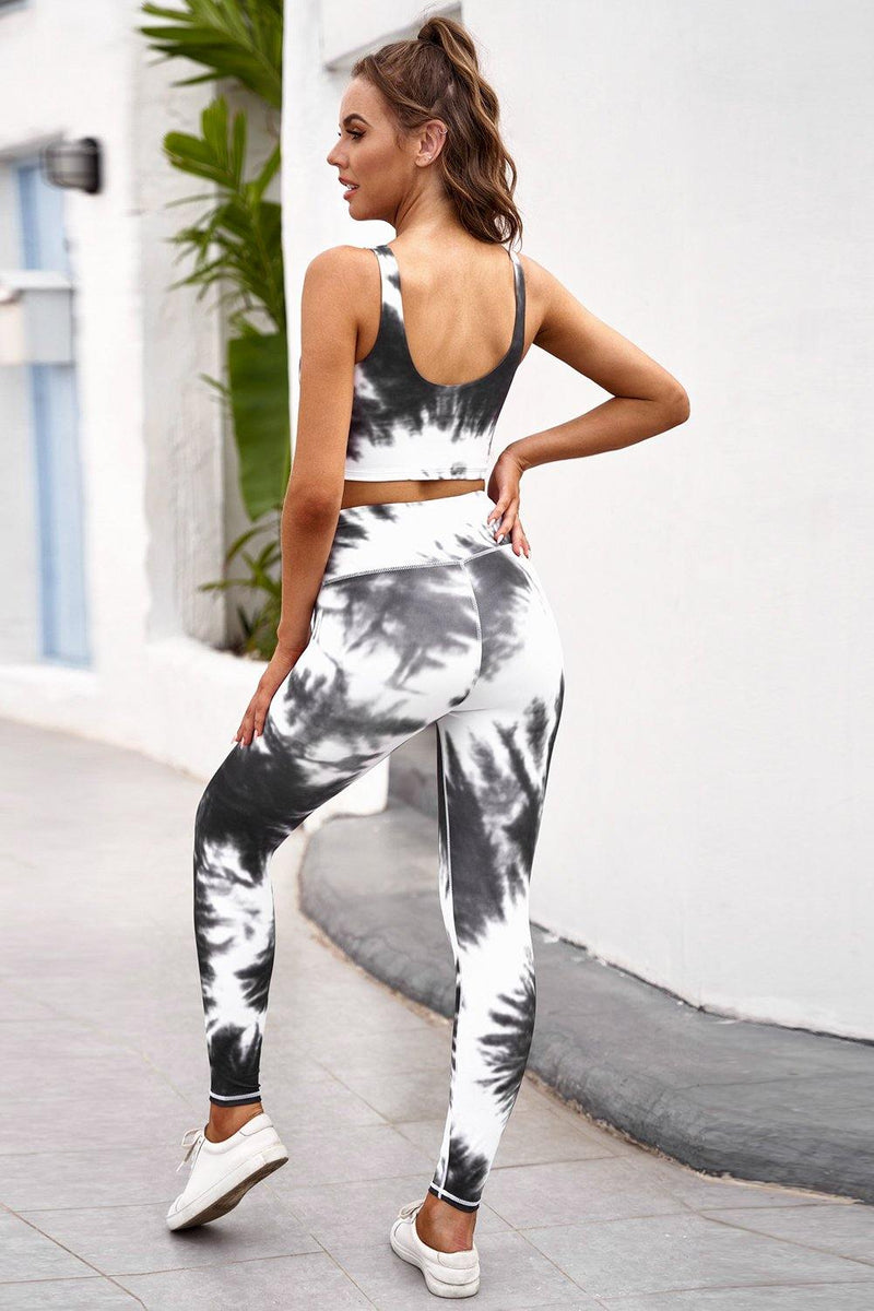 Tie-dye Crop Top and Leggings Set - AM APPAREL