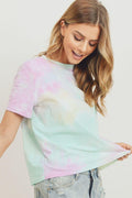 Tie Dyed Round Neck Short Sleeve T-Shirt - AM APPAREL