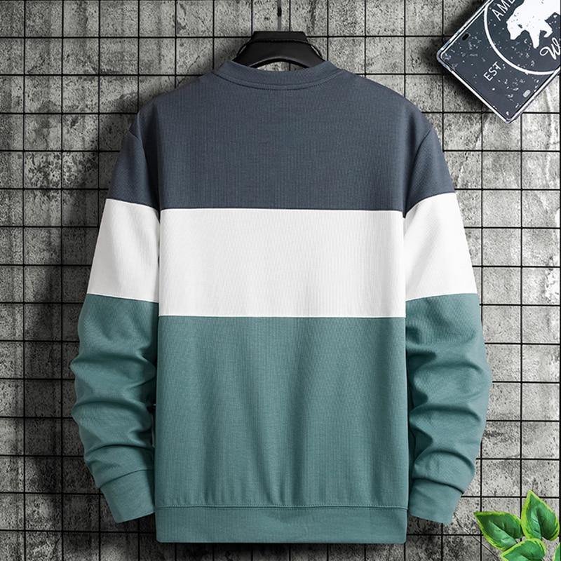 Tri-Color Loose Fit Round Neck Sweatshirts - AM APPAREL