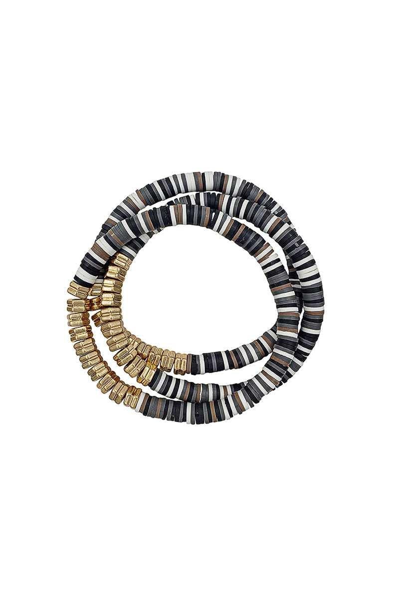 Triple Multi Ring Bead Stretchable Bracelets - AM APPAREL