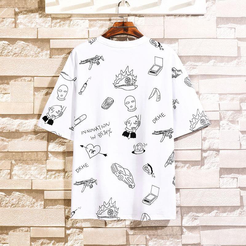Unisex Oversized Anime Full Print Cotton T-Shirt - AM APPAREL
