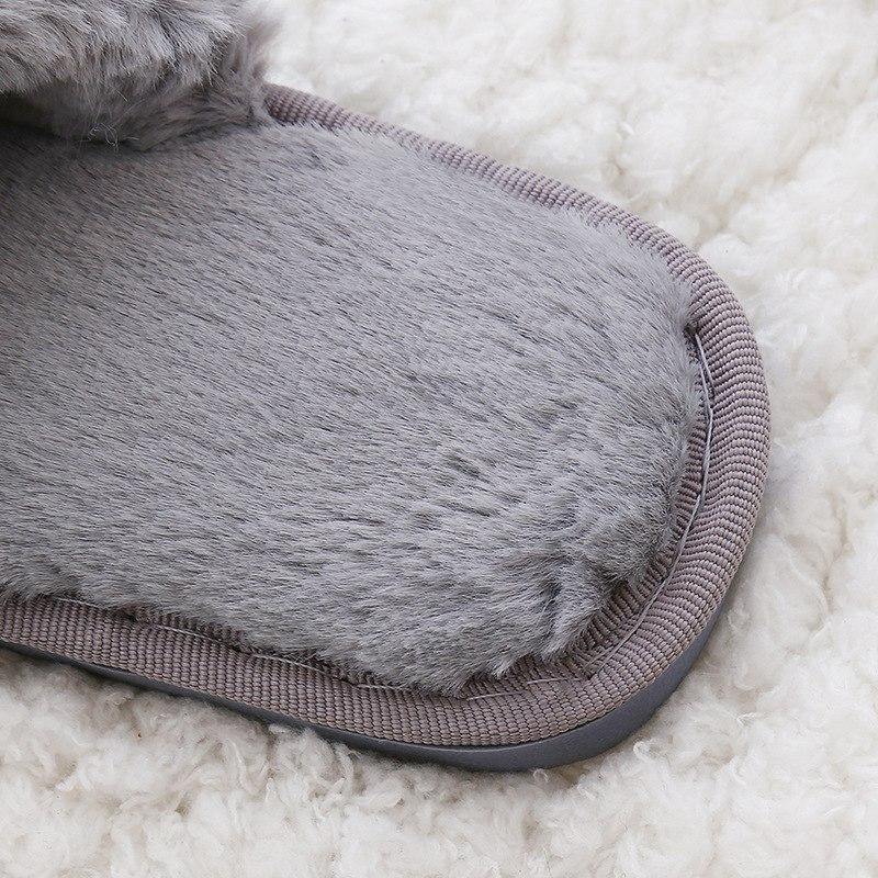 Women Plush Warm Home Furry Slides - AM APPAREL