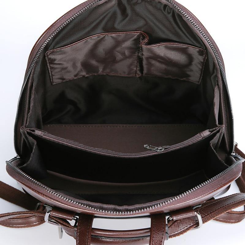 Women's Faux Leather Large Capacity Vintage Backpack - AM APPAREL