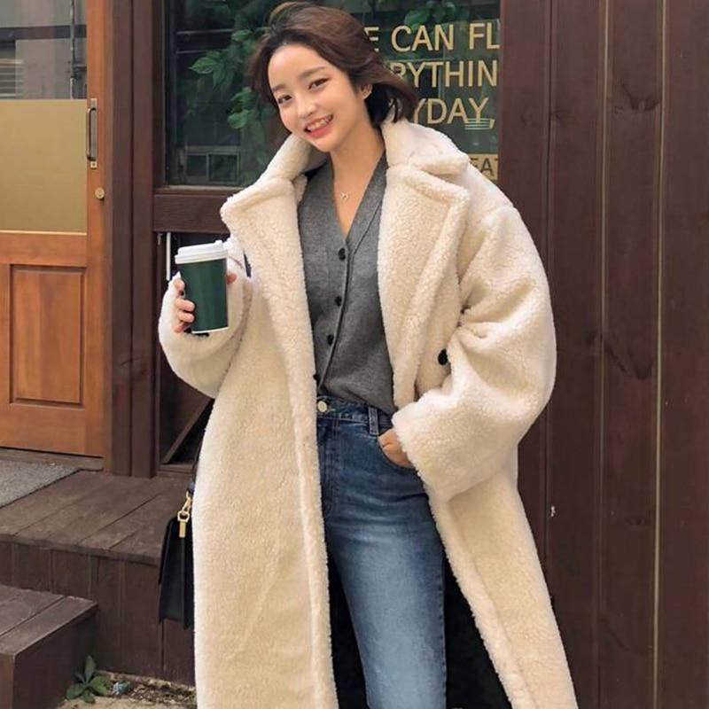 Women's Winter Solid Lamb Fur Coat - AM APPAREL