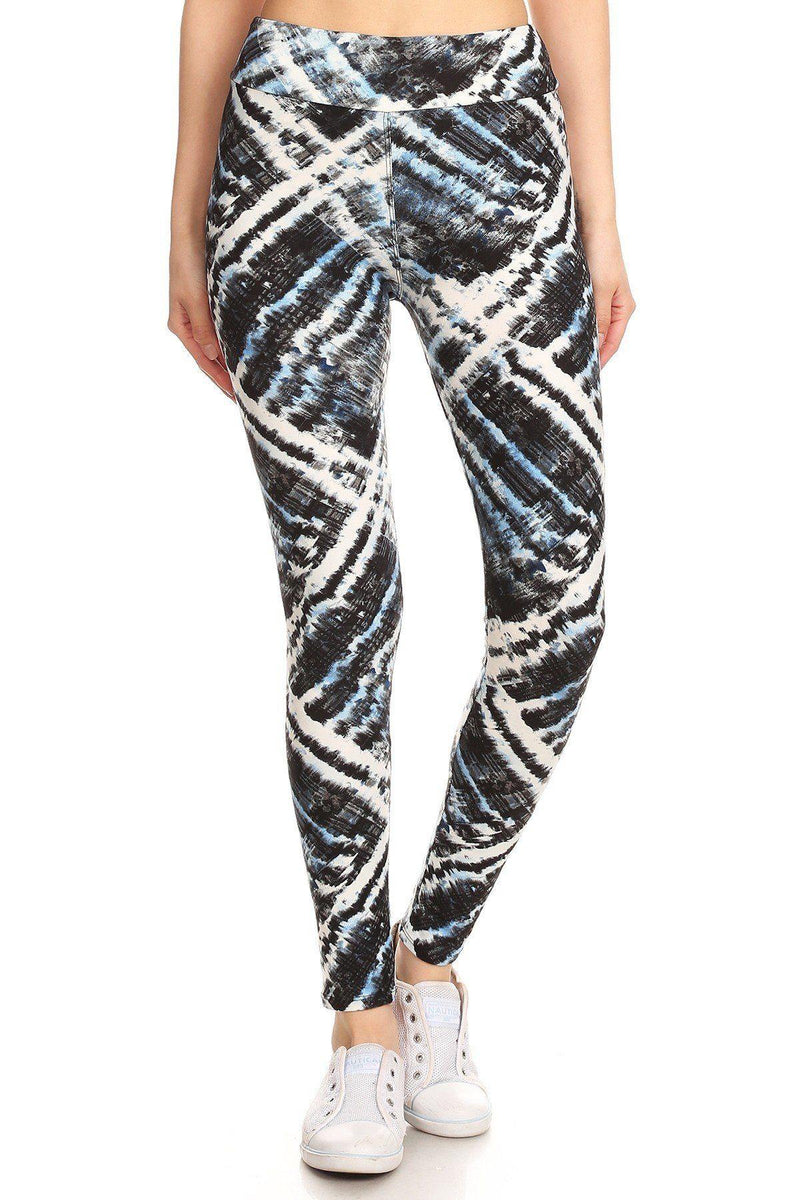 Yoga Style Banded Lined Tie Dye Printed Knit Legging With High Waist - AM APPAREL