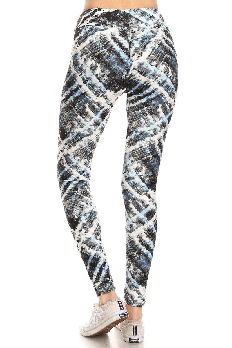 Yoga Style Banded Lined Tie Dye Printed Knit Legging With High Waist - AM APPAREL