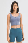 Zipper Front Sport Tank Top - AM APPAREL